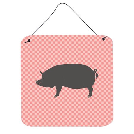 MICASA Berkshire Pig Pink Check Wall or Door Hanging Prints, 6 x 6 in. MI228561